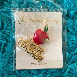 Super Teacher Apple Pin- NEW, never opened!